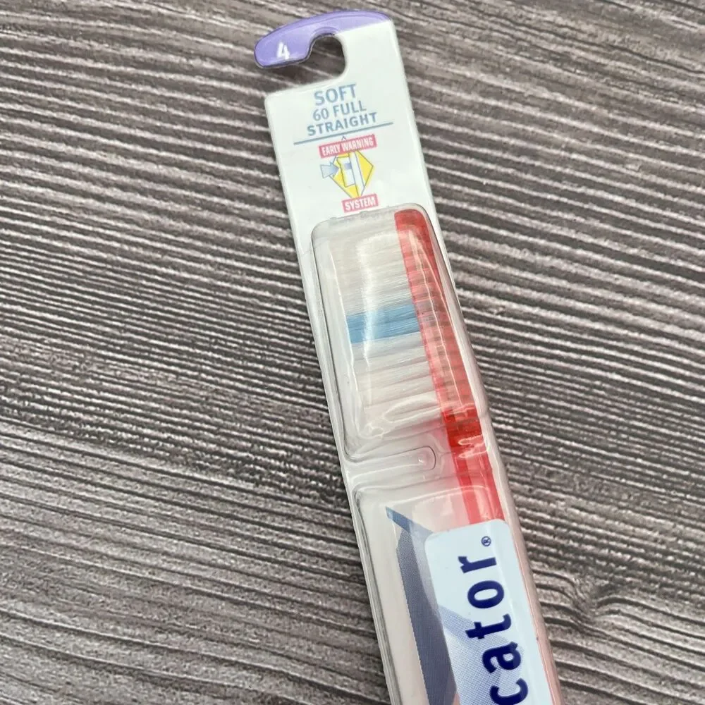 VTG Oral-B P-60 Toothbrush 1998 USA Soft End-Round Bristles 4-ROW 8in TALL RED